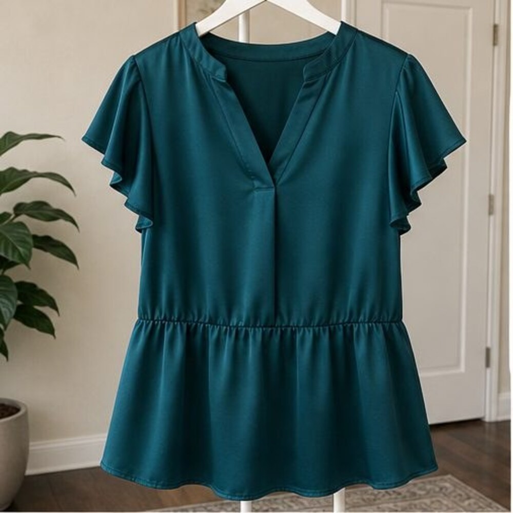Teal Peplum Top
